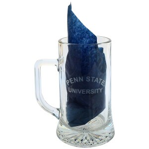 glass mug with etched Penn State University